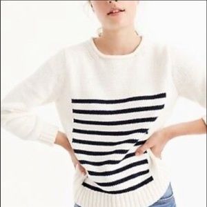 XS Jcrew cream/navy striped rollneck sweater